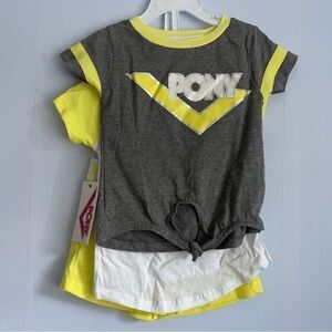 𝅺NEW Pony Yellow Gray Active Shirt and Short Set US 3T